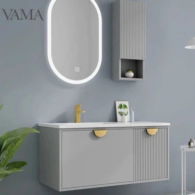 Vama nouveau Design décor à la maison flottant évier unique résistant à l'eau meubles de toilette vanité de salle de bain moderne