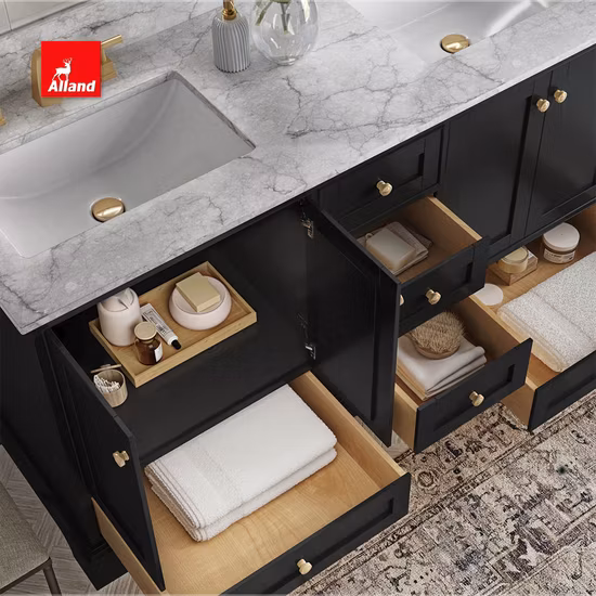 Vanités de salle de bain montées au sol avec portes doubles peintes