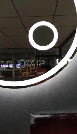 Salle de bain LED Cercle Gradation Lumière Cadre en Aluminium Étanche Décoratif Anti-Buée Multi-Fonction Miroir de Vanité de Bain avec Interrupteur Tactile/Film Anti-buée